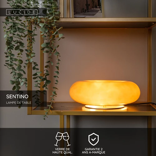 Lucide SENTINO - Lampe de table - Ø 29,5 cm - 3xG9 - Taupe - USP